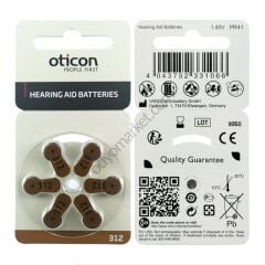 OTICON 312 NUMARA İŞİTME CİHAZI PİLİ (1 PAKET= 6 ADET PİL)